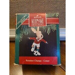 Vintage Hallmark Keepsake Ornament Reindeer Champs Comet 1990 #5 Soccer Player